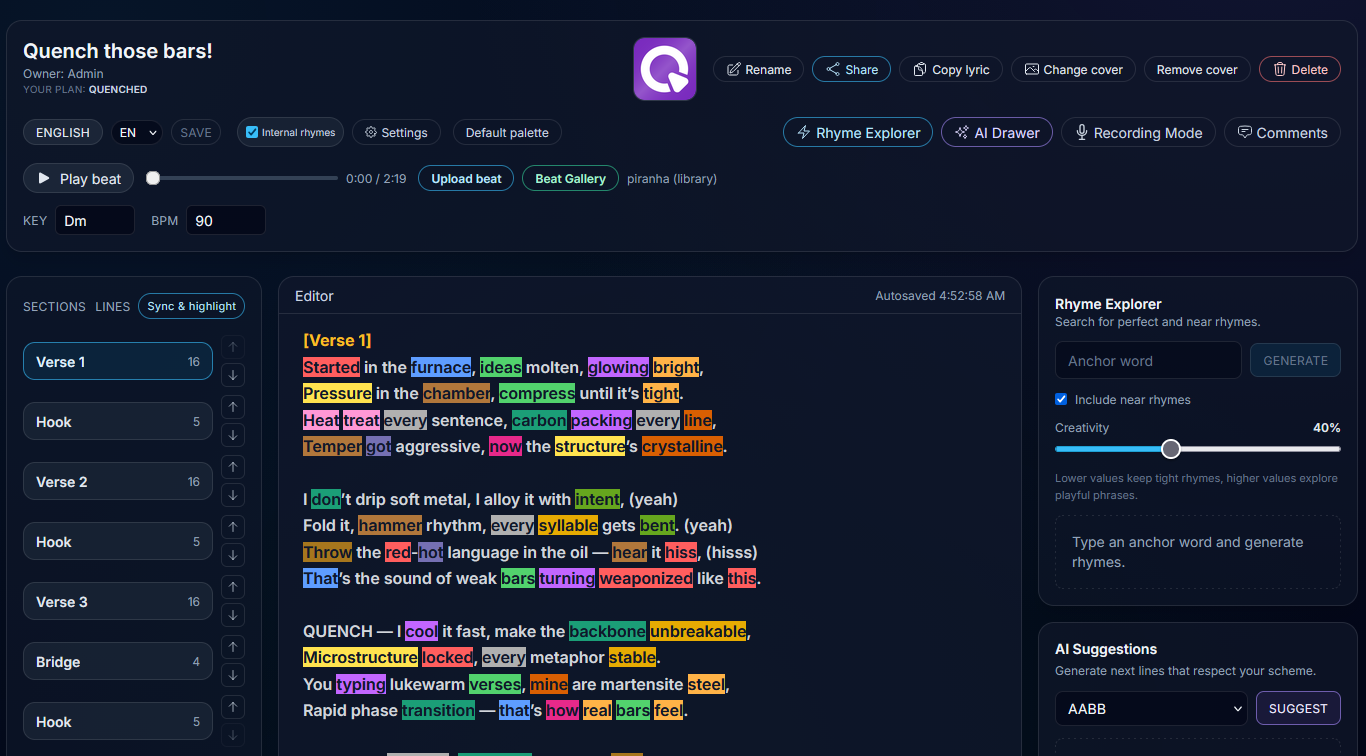 Quench collaboration editor view